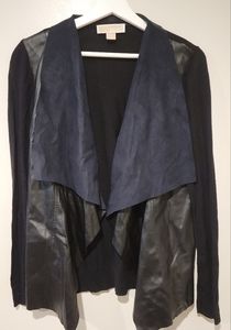 Michael Kors Sweater/Faux Leather Cardigan